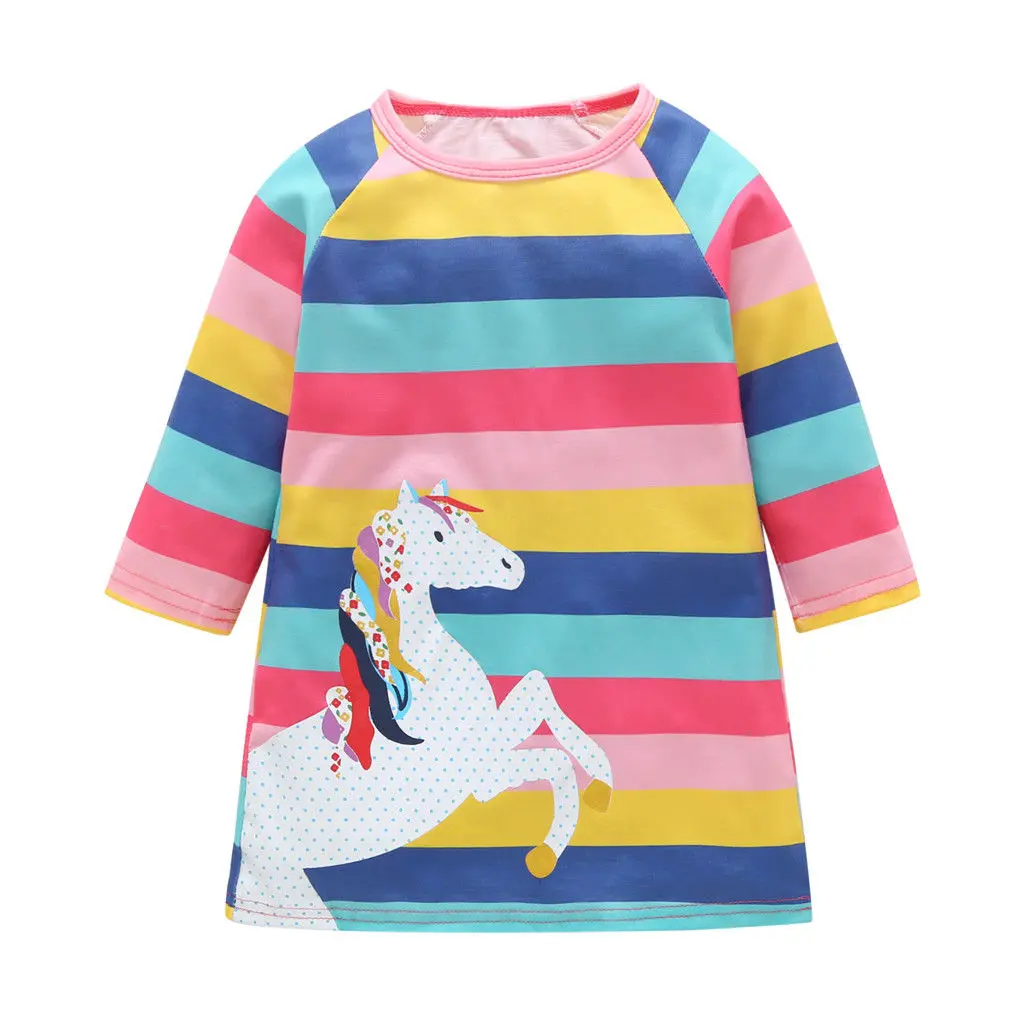 Liouhuble Toddler Baby Girl Kid Spring Clothes Horse Stripe Print Princess Party Dress Liouhuble Toddler Baby Girl Kid Spring Clothes Horse Stripe Print Princess Party Dress
