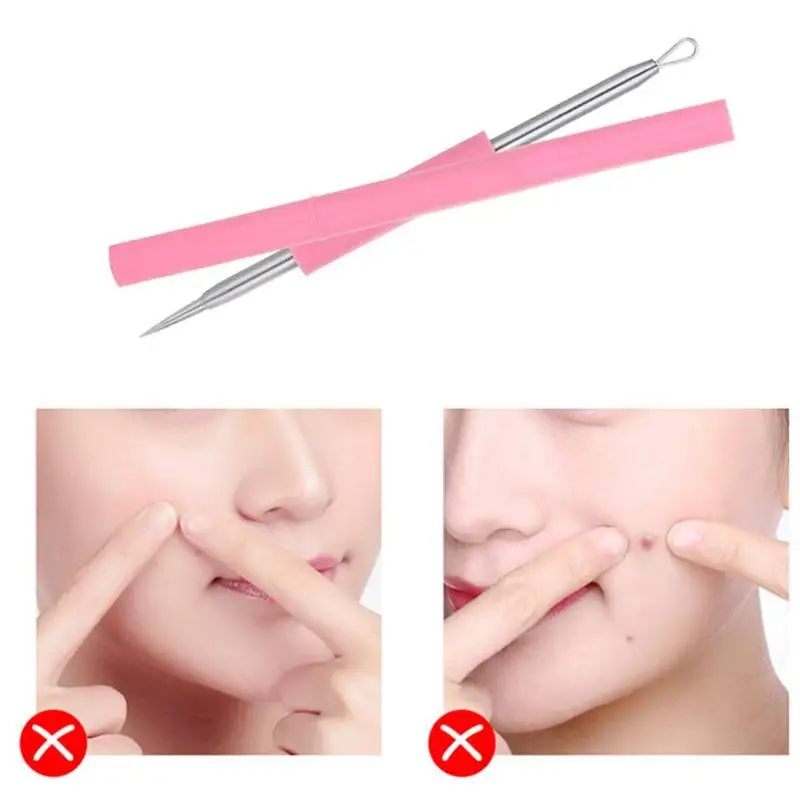 

facial care tool Dual Head Blackhead Facial Acne Spot Pimple Remover Needle Acne Extractor 2019 maquiagem