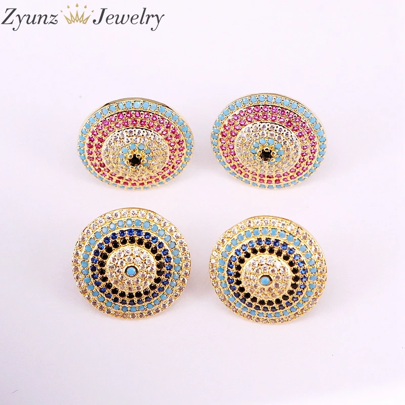 5 пар ZYZ336-7877 глаз золотого цвета круглые серьги гвоздики с CZ цирконий серьги для женщин модные ювелирные изделия