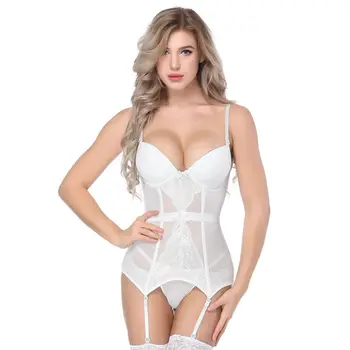 

Women Bustier Corset Sexy Lingerie Girdle Waist Cincher Bodydoll White Lingerie Dress