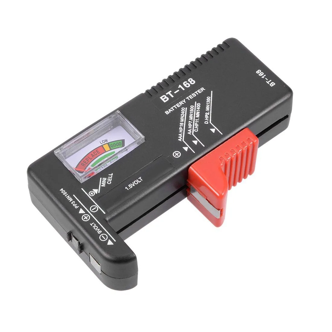 

Black BT168 Universal Battery Checker Tester for AA AAA C D 9V 1.5V Button Cell Batteries