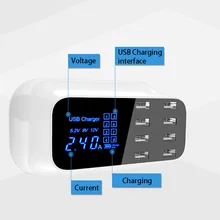 POWSTRO мобильного телефона Зарядное устройство 5V 8A с 8 Порты usb от избыточного заряда адаптер для путешествий защита ЖК-дисплей Экран в режиме реального времени Дисплей