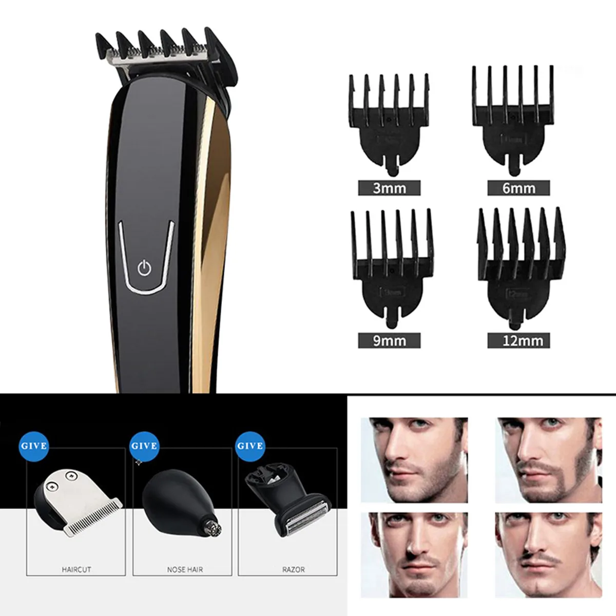 

Cutting Machine Shaver Kit 100-240V 5 in 1 3W Waterproof Electric Hair Clipper Trimmer Hair Nose Cleaning Brush Detachable EU