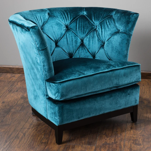 Anabella Teal Blue Velvet Tufted Sofa Chair In Living Room Sofas Anabella Teal Blue Velvet Tufted Sofa Chair