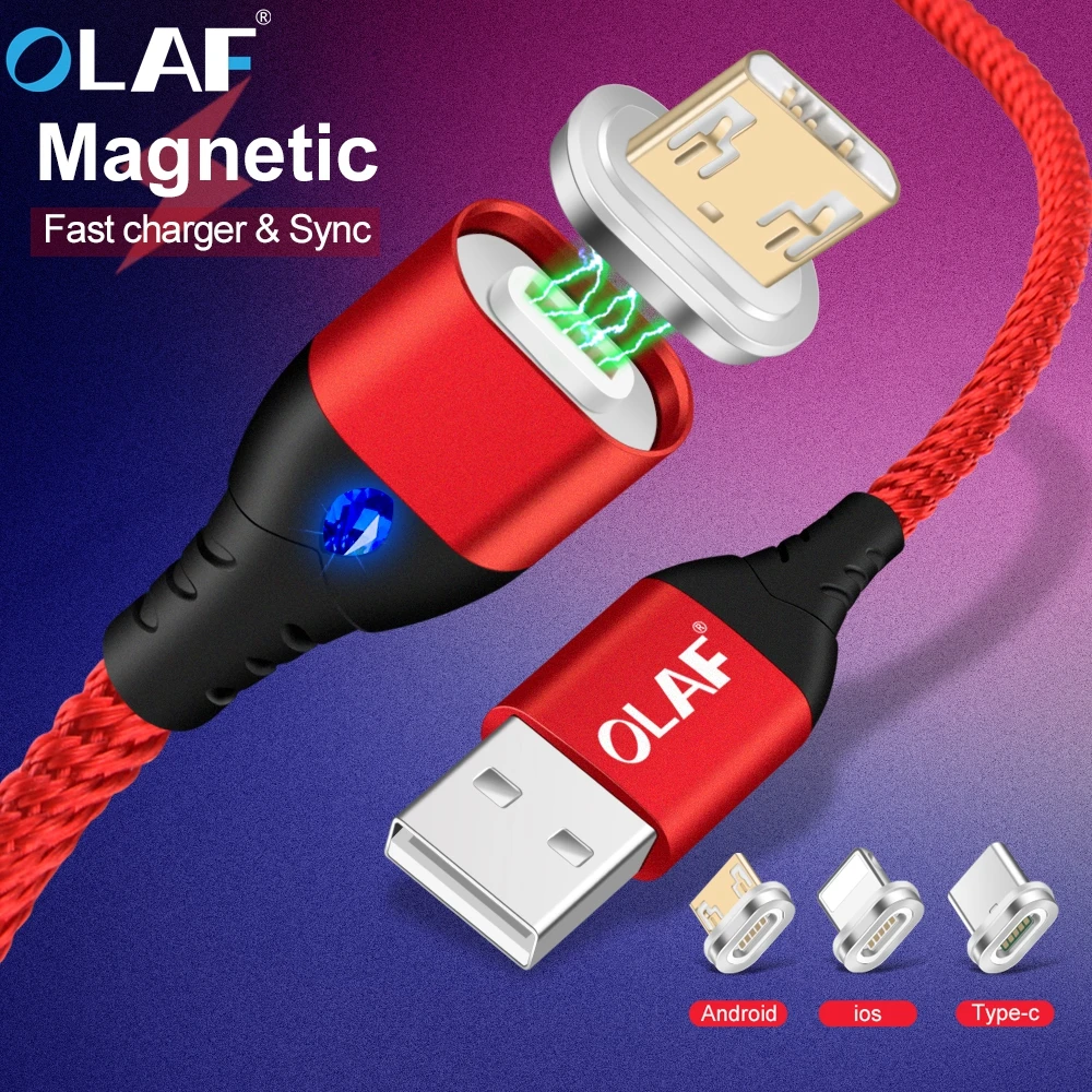 Магнитный usb кабель Olaf для iPhone XS Micro type C зарядки телефона Кабели микро быстрое