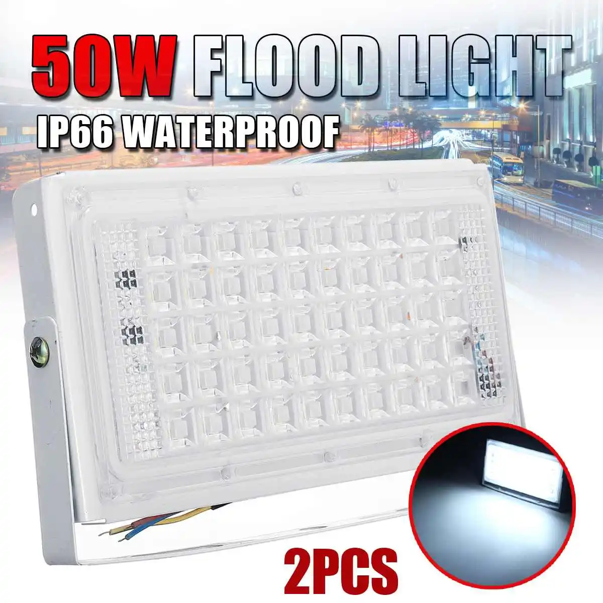 

2pcs LED Floodlight 50W 50LEDs 4500LM Home Security Flood Light Outdoor Spotlight Lamp Waterproof Drive Floodlight Led Reflector