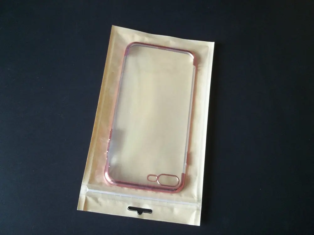 

50pcs plastic HD clear+kraft paper zipper retail packaging bag for samsungS5 S6 C6 C7 iphong5 6 6s 7 mobile case package bag
