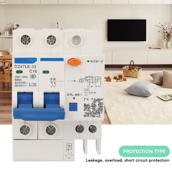 

Leakage Protection DZ47LE-32 2P+2 C16 Residual Current Circuit Breaker 230V/16A circuit breaker dc