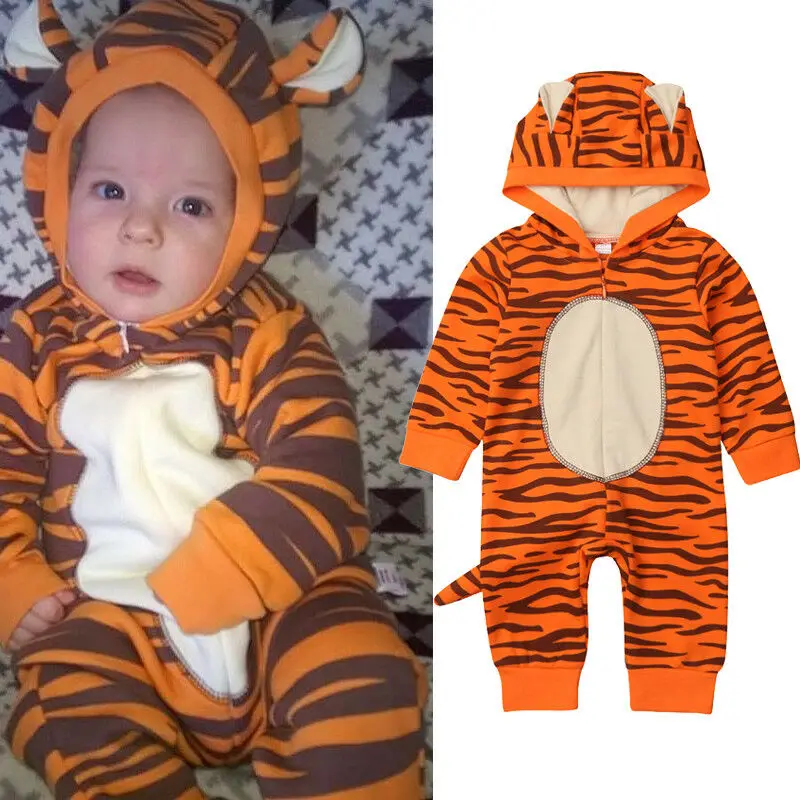 Творческий симпатичный комплект для новорожденной девочки, комбинезон для младенцев мальчиков девочек маленький тигровый комбинезон прекрасный Cos комбинезон, костюм наряд для малышей Милая одежда для детей