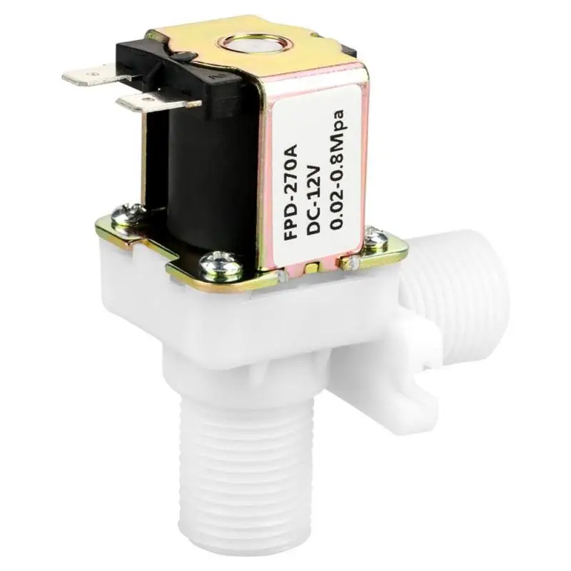 

DC12V DN15 G1/2 Plastic Electromagnetic Valve Normally Closed Water Inlet Switch 20mm Diameter 0.02-0.8Mpa Working Pressure high