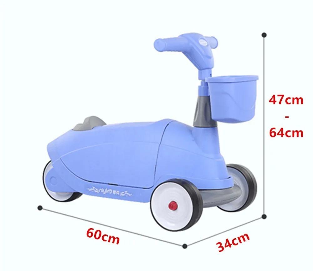 Enfants deux-en-un Scooter et Ride-On jouet bébé Balance vélo Walker Kick Foot Skateboard 3 roues pour 1-5 ans Triciclo - 5