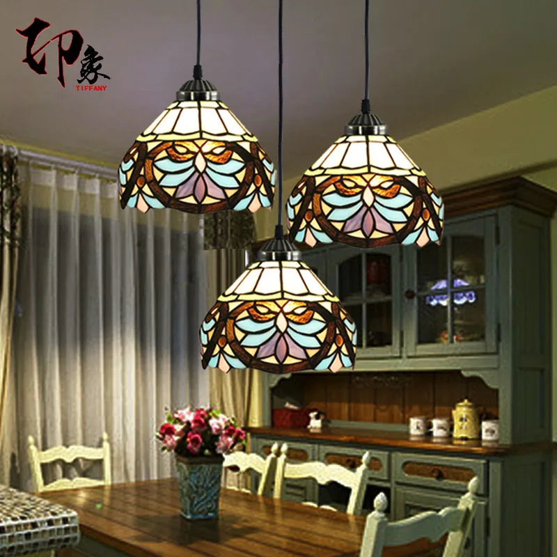 

Tiffany American Rural European Style Retro Color Glass Balcony Corridor Pendant Lamp