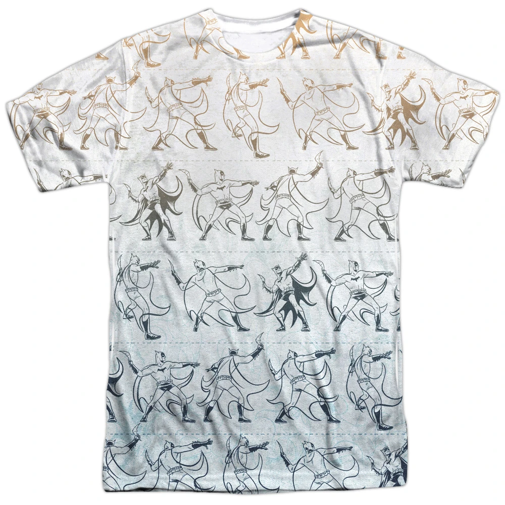 Trevco BM2564-ATPP-2 Batman &amp Batarang Pattern-S by S Adult Poly Crew Sublimation T-Shirt White - Medium |