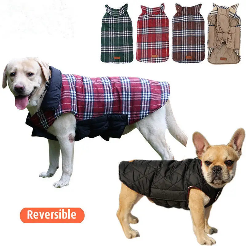 Winter Warm Padded Dog Clothes Waterproof Pet Coats Vest Jacket for Dogs