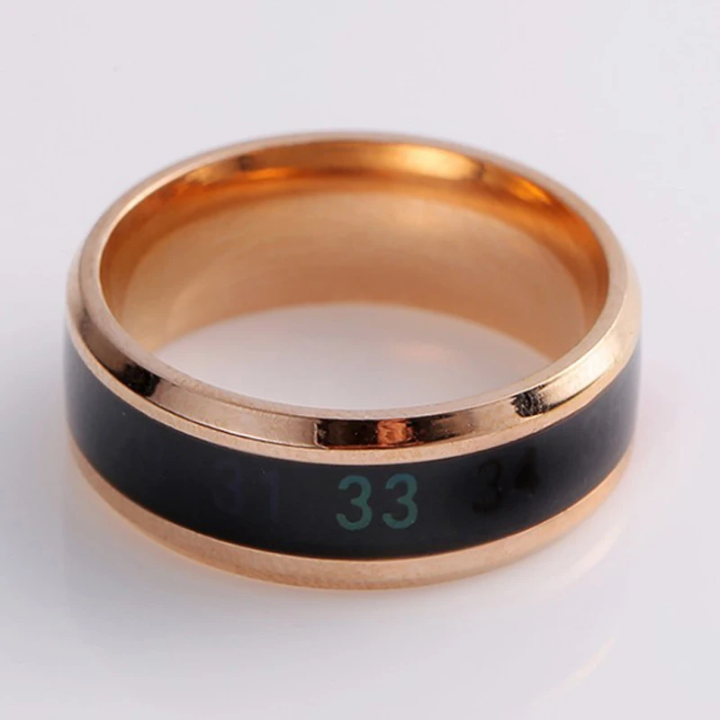 Sale Stainless Steel Thermometer Temperature Measuring Change Color Couple Rings Creative Wedding Jewelry Drop Shipping