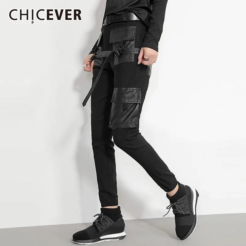 CHICEVER осенние брюки для женщин шаровары женские с высокой талией черные тонкие