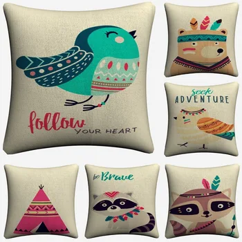 

Adventure Wild Native Animals Kids Decorative Pillow Covers For Sofa Home Decor Linen Cushion Case 45x45cm Throw Pillow Cases