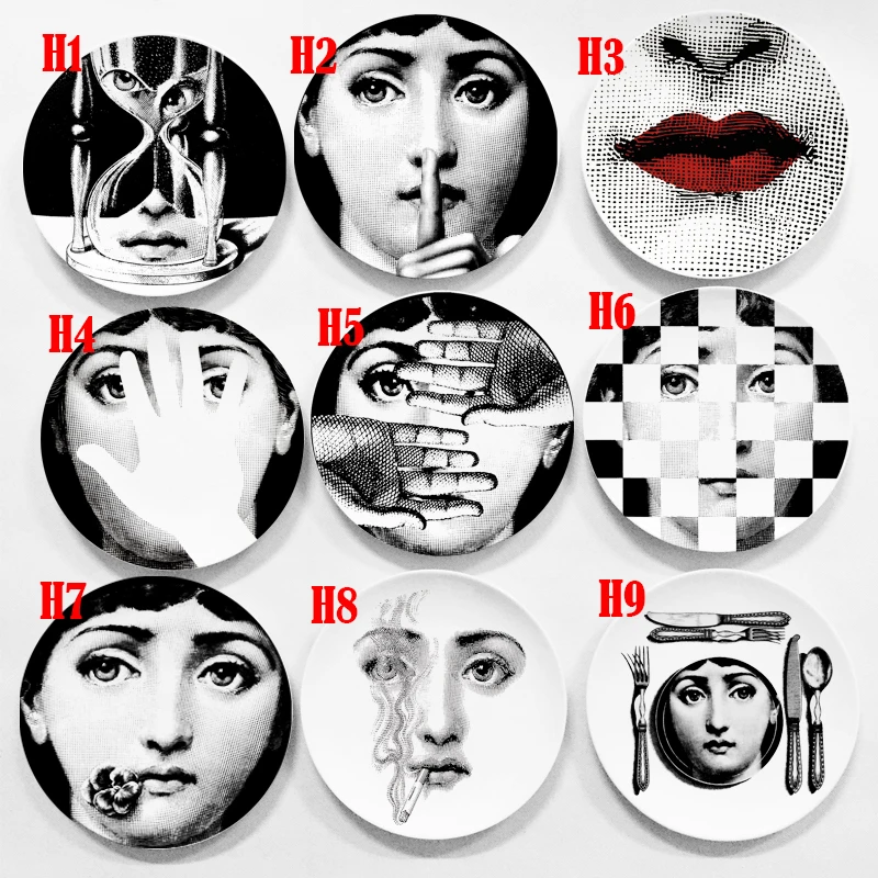 Новые керамические тарелки Fornasetti для украшения дома, фарфоровые настенные художественные тарелки, 8 дюймов