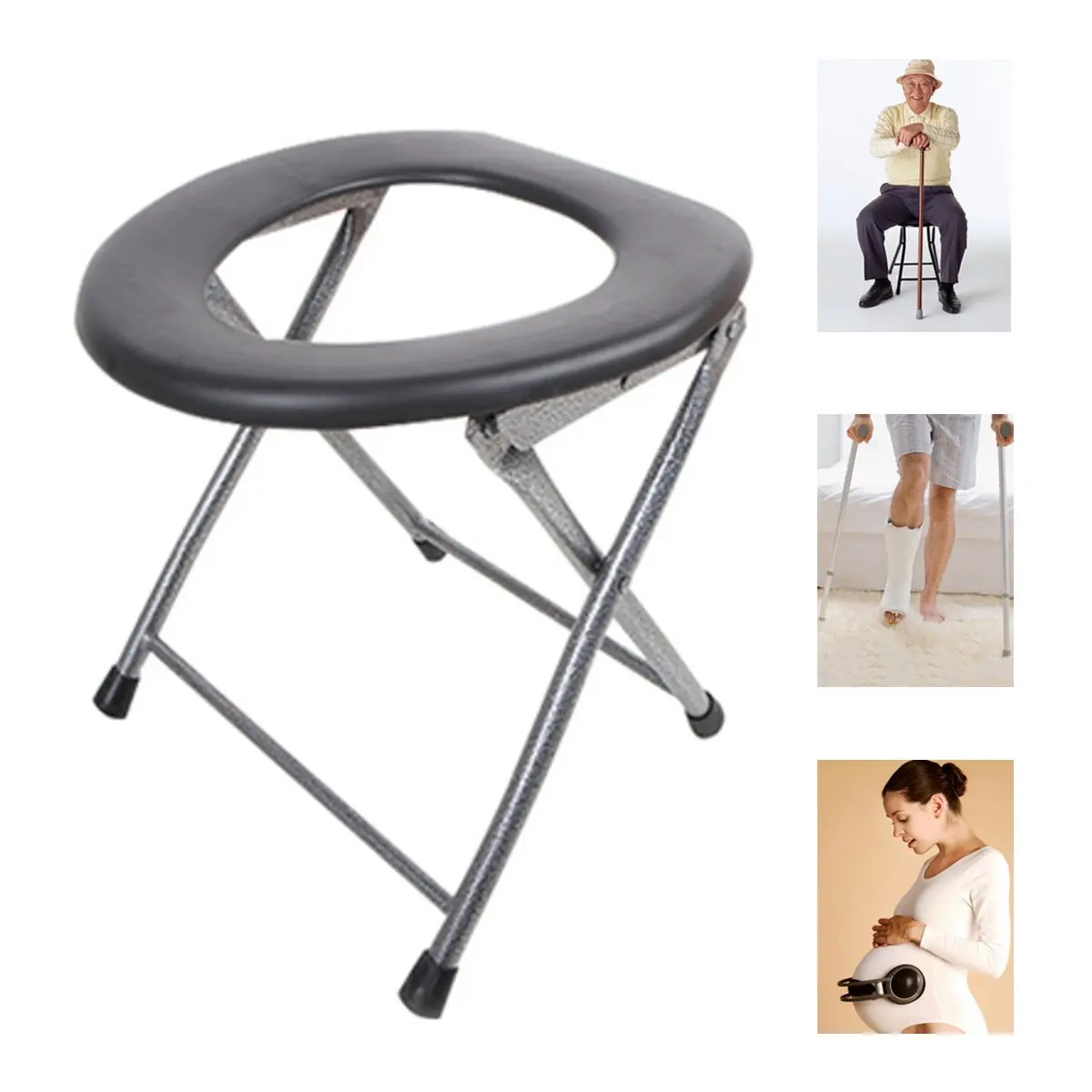 

Folding Pregnant Woman Potty Baby Toilet Training Seat Travel Camping Outdoors Metal Portable Potty Toilet Seat for Kids Old Man