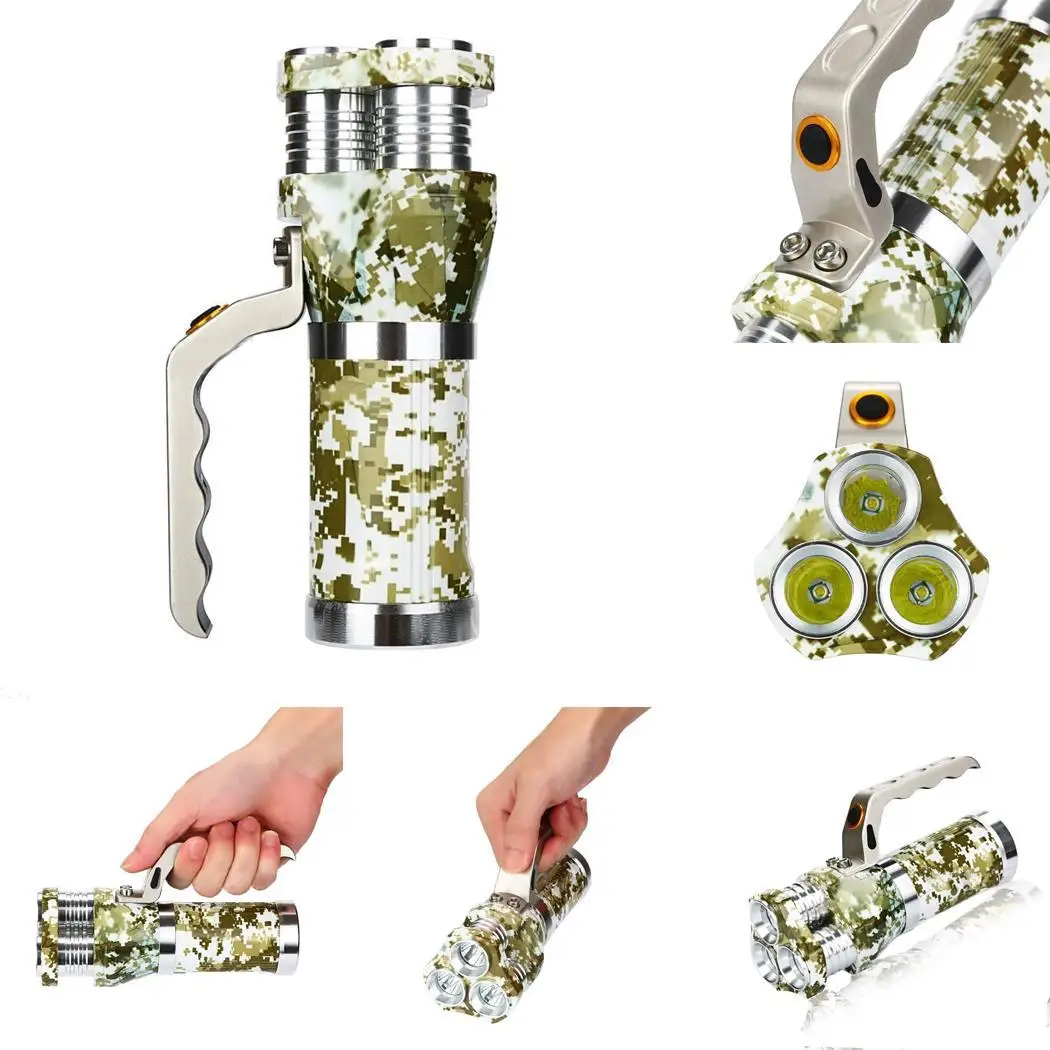 

Camouflage Aluminum Alloy High Power Portable 30W Main Light Glare, Weak Light, SOS Max 500M Flashlight Green