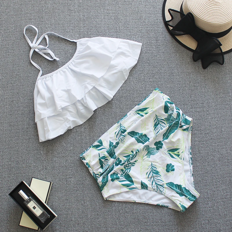

2019 Crop Top Bikini Set Sexy Plus Size Swimwear Women Swimsuit Female Halter Bathing Suit Push Up Bikinis Swimsuits Beach Wear