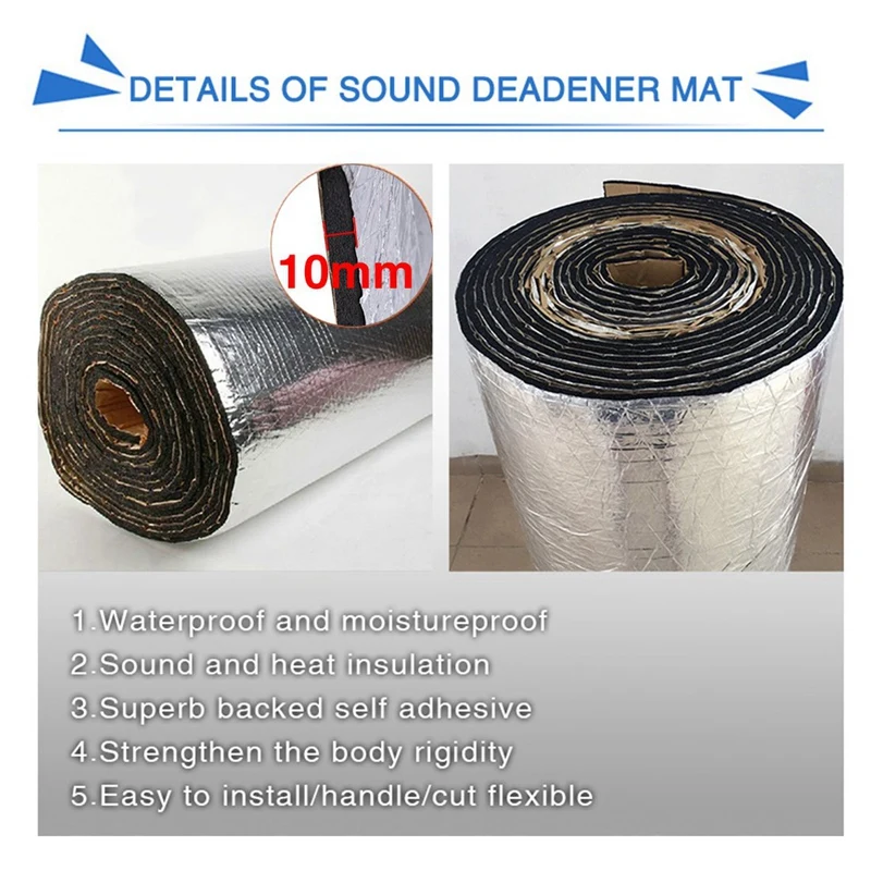 10.76sqft Car Noise Sound Deadener Deadening Insulation Mat Waterproof And Moistureproof 40 Inch X 40 Inch(100x100x1cm) 10.76sqft Car Noise Sound Deadener Deadening Insulation Mat Waterproof And Moistureproof 40 Inch X 40 Inch(100x100x1cm)