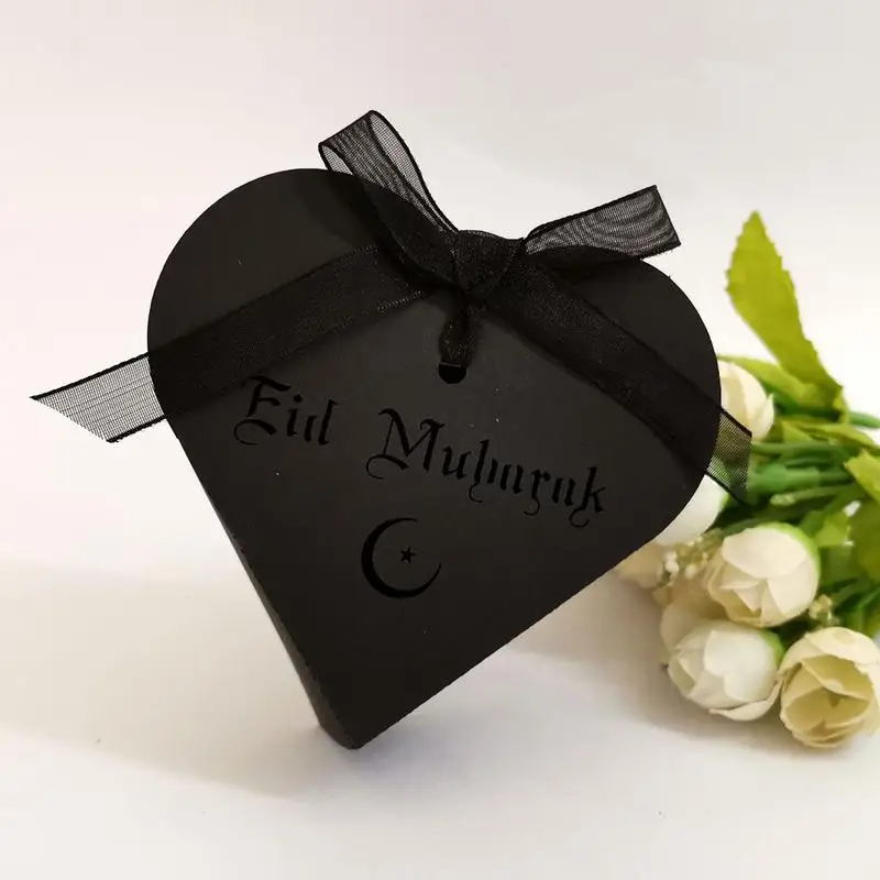 50 шт. Eid Mubarak золотая коробка шоколадных конфет Kareem полый чехол для хранения сахара с нарядная лента поставки Рамадан украшения