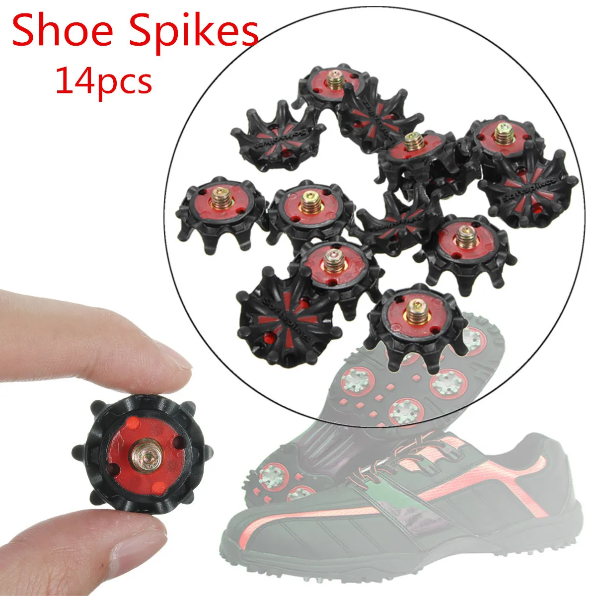 

14pcs Replacement Soft Golf Shoe Spikes Cleat Metal Thread Screw Studs Replacement Fits For FootJoy golf shoes Black Red