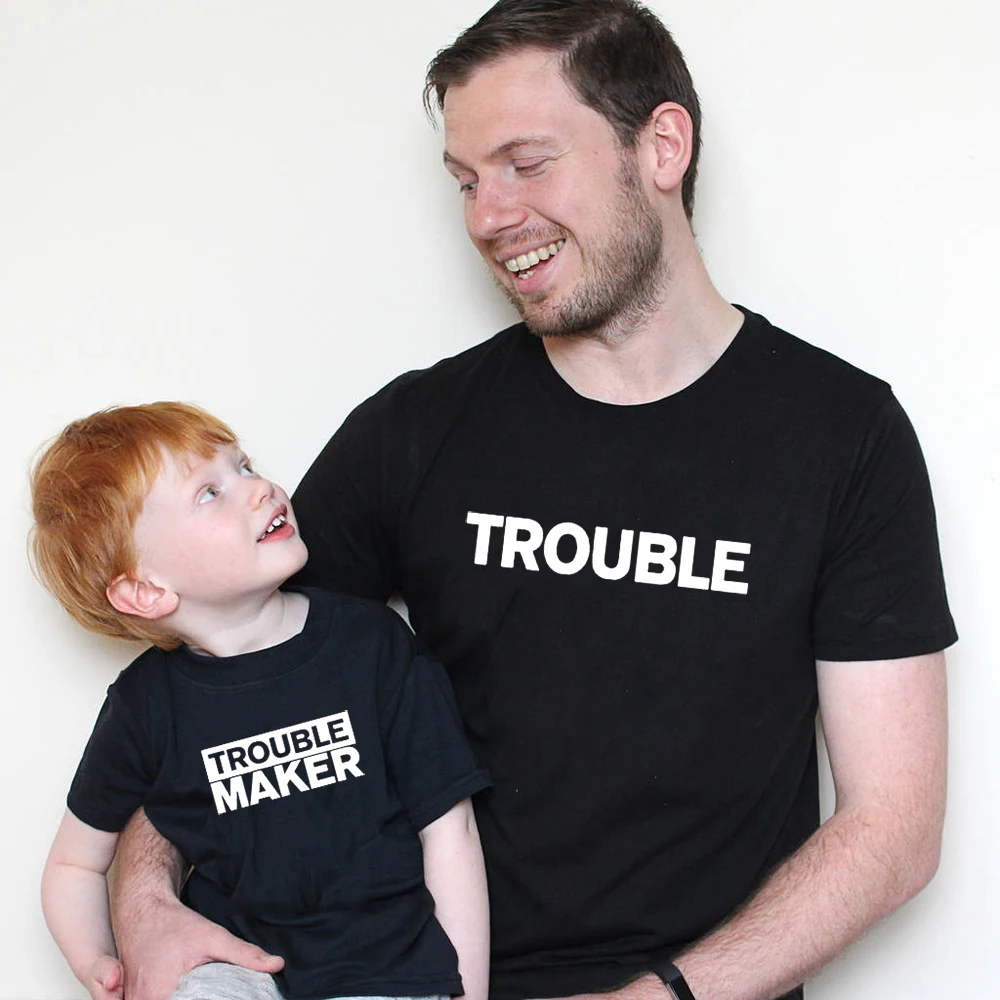 Одинаковая семейная рубашка Trouble & Maker Футболки для папы и меня одежда сына дочки