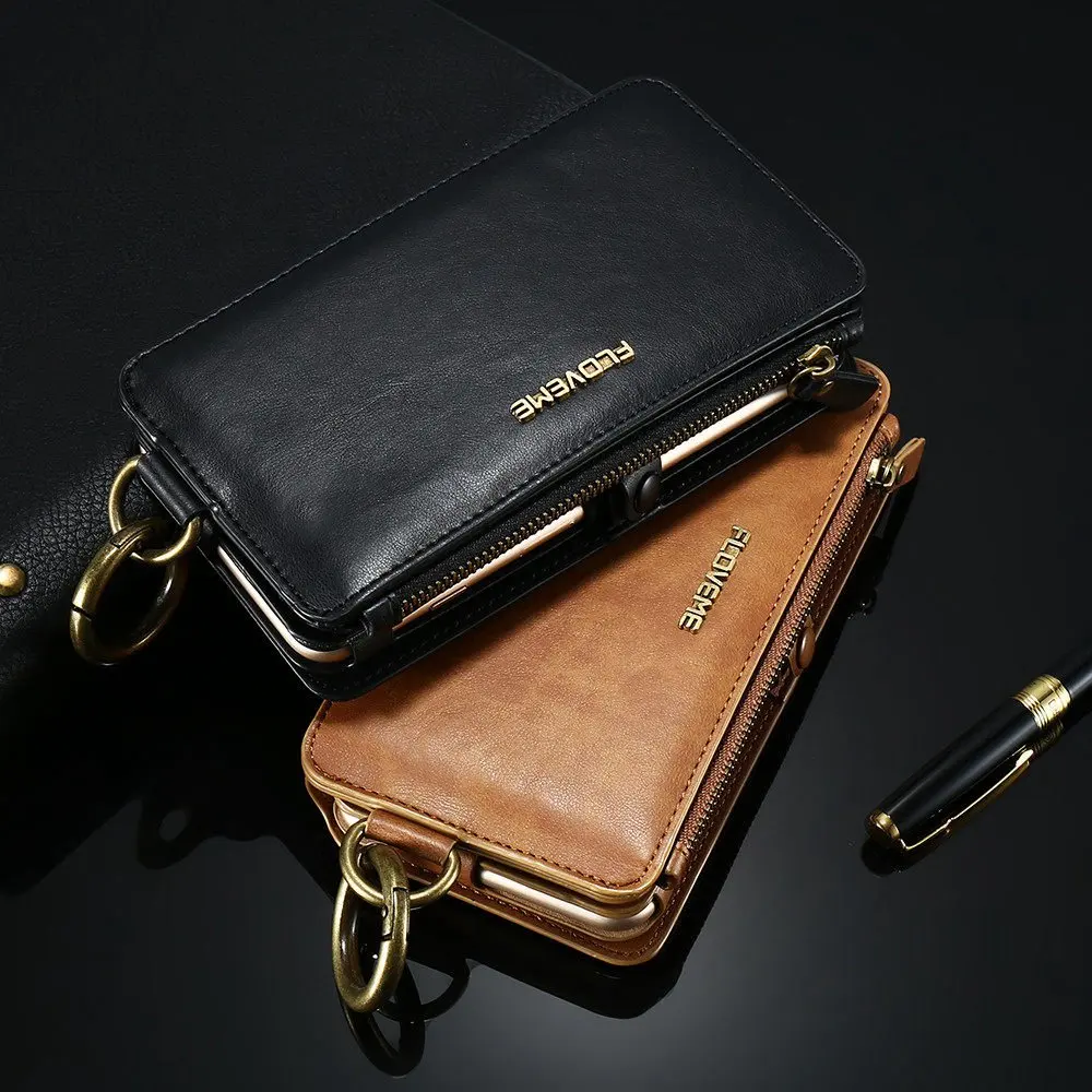

FLOVEME Leather Wallet Case For iPhone X 8 7 6S 6 Plus 5S Flip Cover For Samsung Galaxy S8 S9 Plus S7 S6 Edge Note 7 8 9 Cases