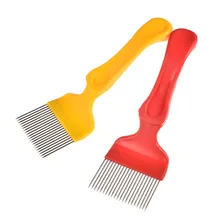 Нержавеющая сталь зубья гребень раскачивания игла-вилка нож скребок пчела Пчеловодство Мед инструменты желтый/красный