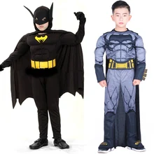 Хэллоуин мальчик фильм о супергероях костюм Бэтмена с мускулами персонажа Необычные платья книга недели Детские дни Супермен костюм