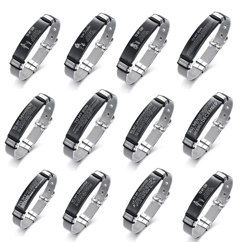 Meaeguet Personalized Bangle Men's Slide Mesh Bracelet Silver Customized Name Wristands Stainless Steel Male Bileklik Pulseira - Image 6