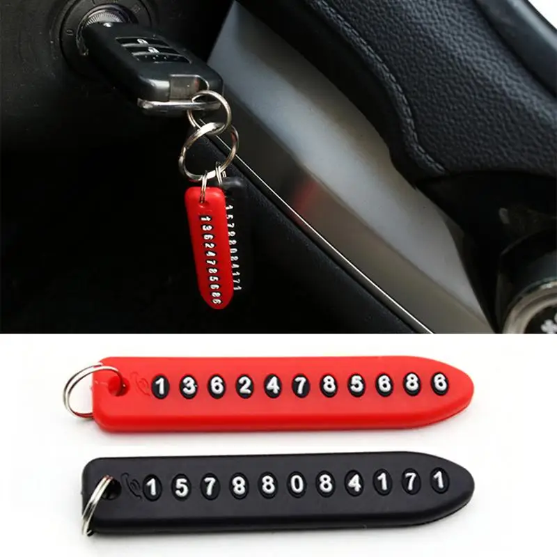 

Anti-lost Phone Number Plate Car Keychain Pendant Auto Vehicle Phone Number Card Keyring Key Chain Car Interior Decoration