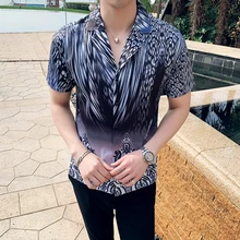 Уличная Мужская рубашка с принтом, деловые Рабочие Рубашки, модная мужская рубашка с коротким рукавом для праздников, Мужская гавайская рубашка, мужская одежда