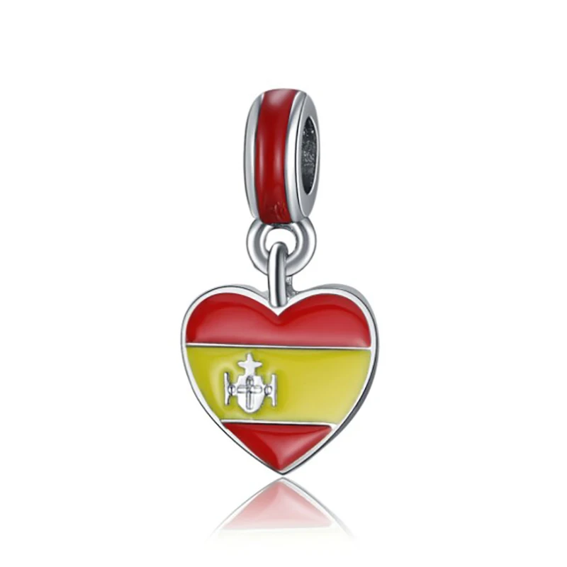 

Silver 925 Original Spanish Flag Beads Fit Pandora Charms Bracelet Valentine's Day Mary Poppins Bijoux Sieraden Jewelry DGB429