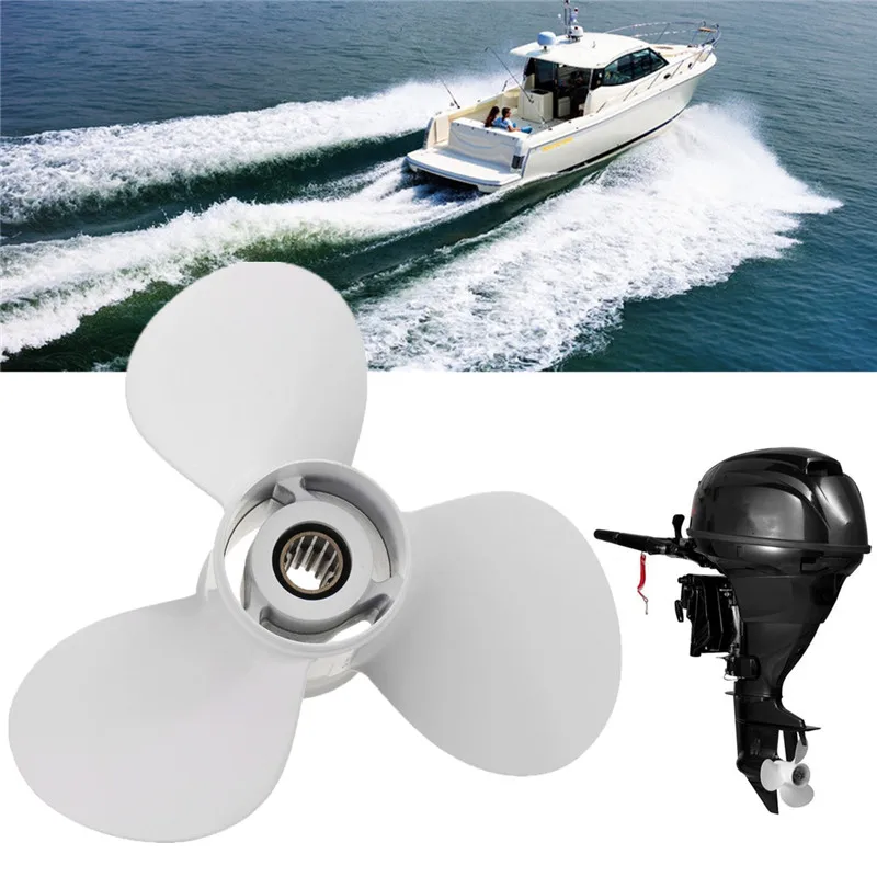 

Outboard Propeller For Yamaha 25-60HP 69W-45947-00-EL/663-45947-02-EL White Aluminium Alloy 3 Blades 13 Spline Tooth Lightweight