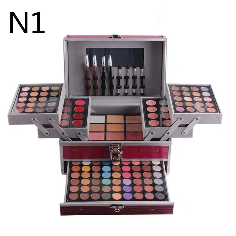 

Three-layer Aluminum Box Makeup Set Eye Shadow Red Eyebrow Powder Repair Capacity Powder Multi-function Professional Cosmetic