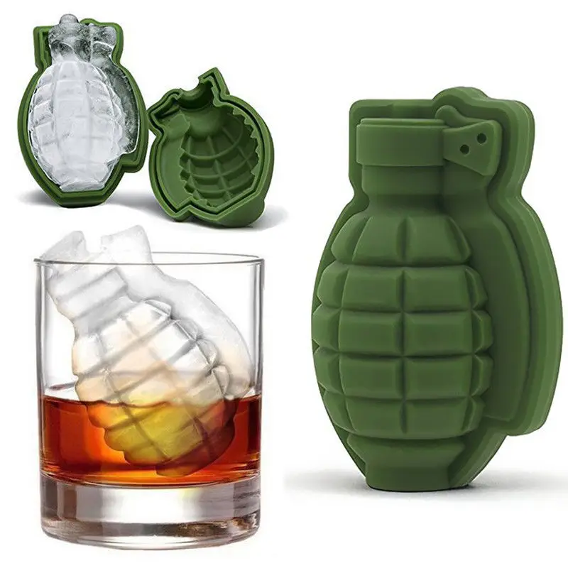 1pcs 3D Ice Buckets Cube Mold Grenade Shape Ice Cream Maker Bar Drinks Whiskey Wine Ice Maker Silicone Kitchen Tool