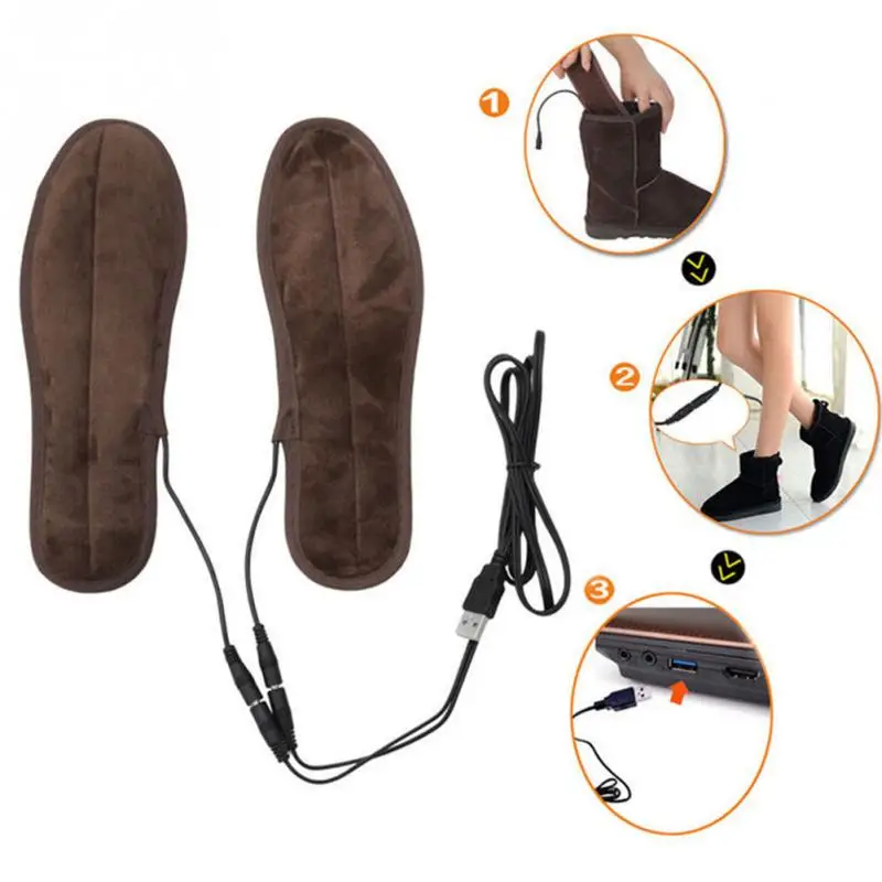 الكهربائية قابلة للشحن قابل للغسل النعال ساخنة USB القدم أحذية أدفأ بطانة حذاء