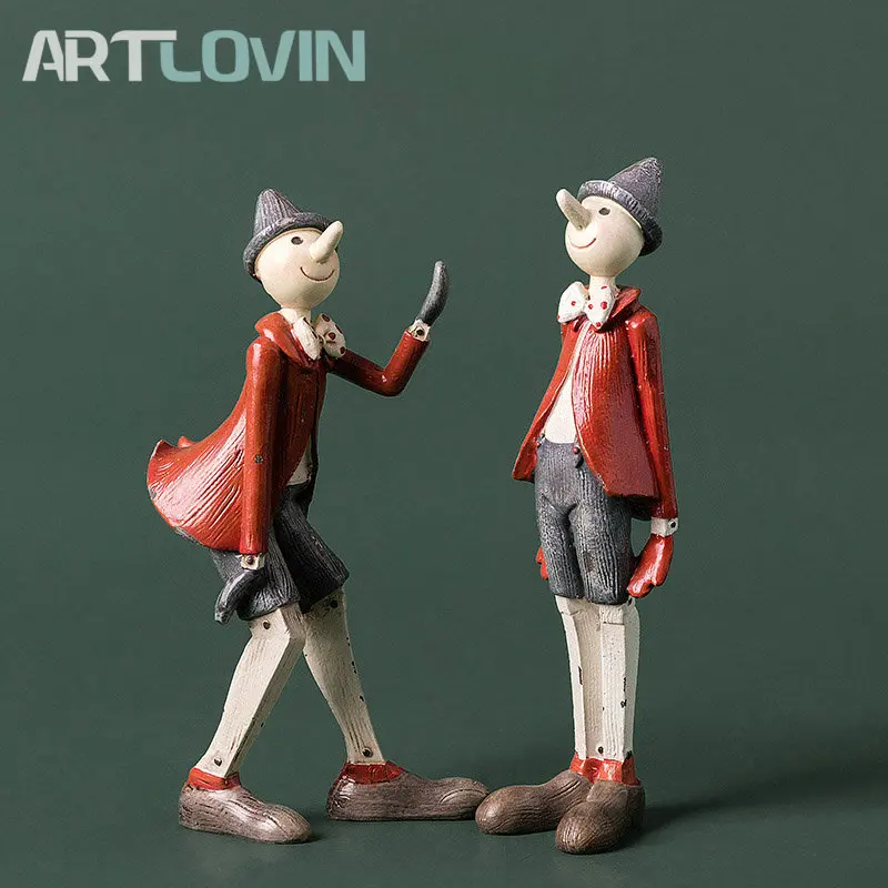 

Vintage Home Decor Resin Cartoon Figure People Figurines Joker Creative Design Red Color European Antique Made Living Room Decor