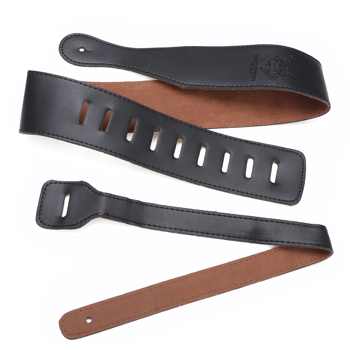 Durable Electric Acoustic Bass Guitar Strap Holders Leather Ends Black