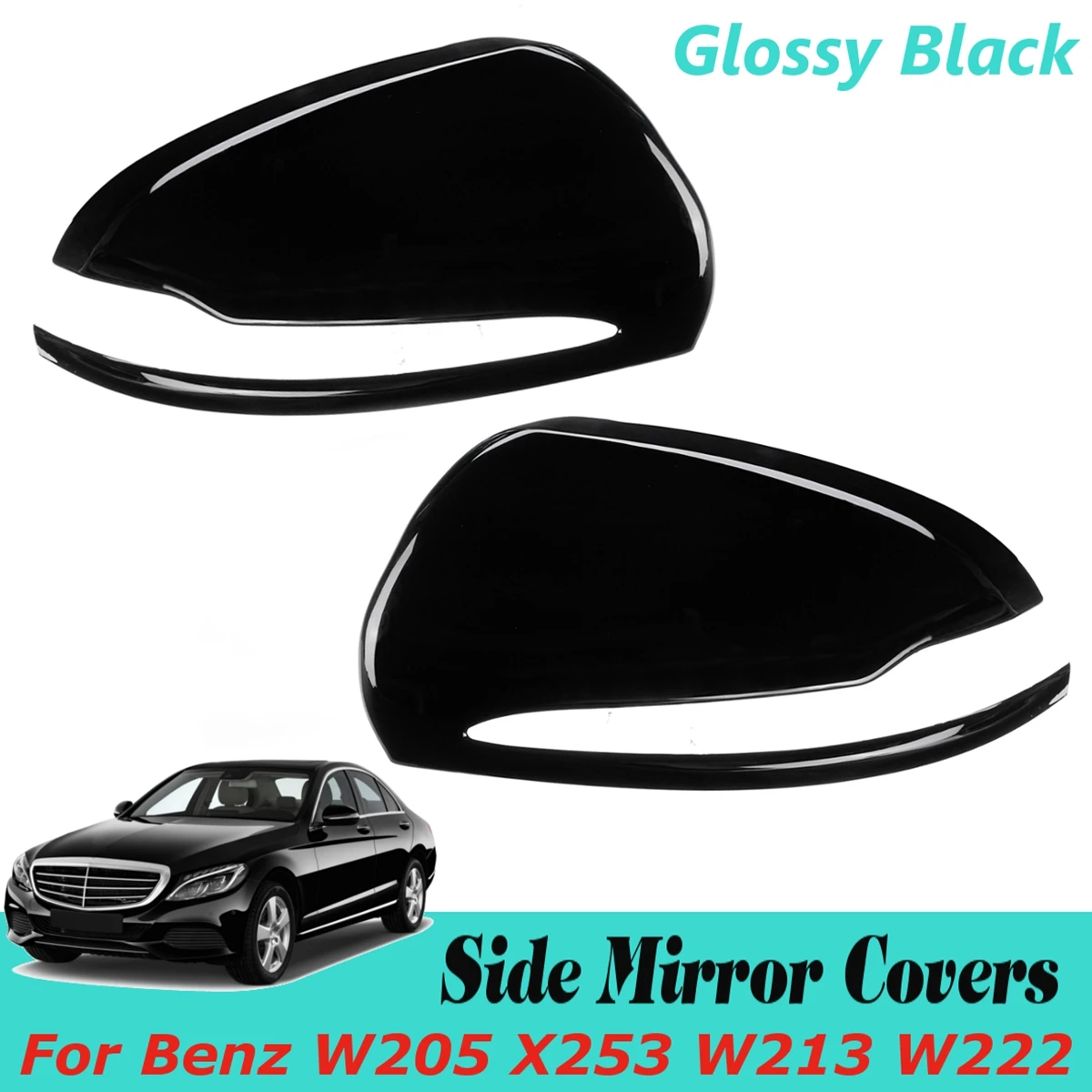 For Benz C Class W205 X253 W213 W222 2014 2015 2016 2017 2018 1 Pair Left Right Gloss Black Rearview Wing Mirror Cover Cap