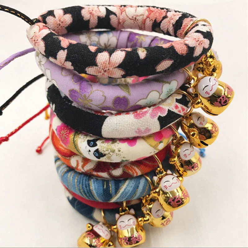 Lovely Small Cat Collar With Bell Collar Adjustable Japanese Style Pet