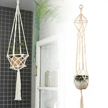 

Creative Flowerpot Net Bag Plant Green Hanging Basket Hanger Cotton And Hemp Rope Hand Woven Hanging Rope