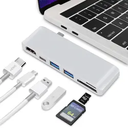 Тип-C USB 3,1 адаптер USB-C к концентратору 4 K высокой четкости 2-Порты и разъёмы USB 3,0 USB-C зарядки с SD переходник для sd-карт кабель для Macbook Pro