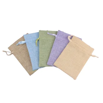 

15pcs Burlap Drawstring Bags Portable Durable Colored Linen Pouch Sack Pouch Gift Wrap Storage for Gift Party Favor
