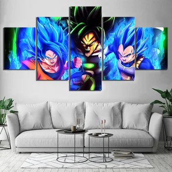 

5 Piece Animation Goku Dragon Ball Canvas Printed Wall Pictures Home Decor For Living Room Dragon Ball Poster Canvas Wholesale