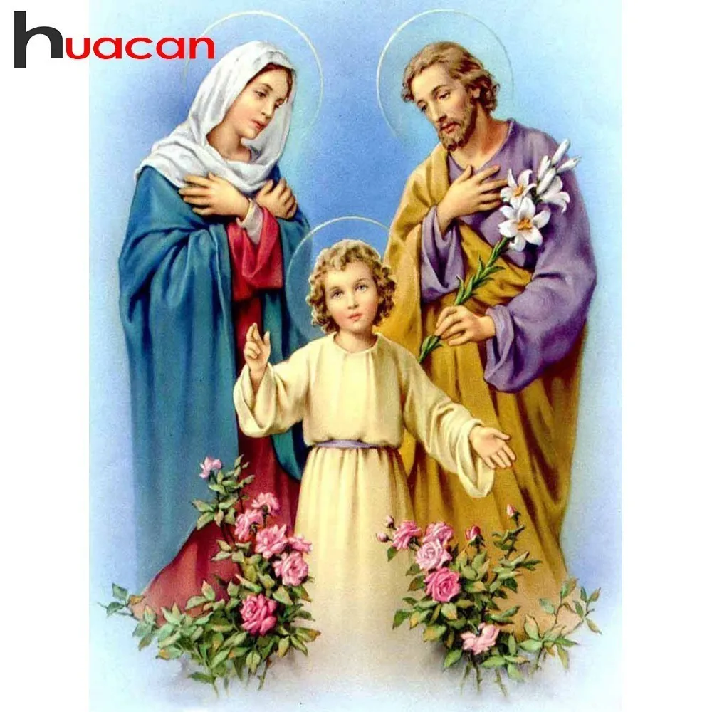 

Huacan Diamond Embroidery Religious Icon Cross Stitch Diamond Painting Religion Rhinestone Full Square Diamond Mosaic Jesus