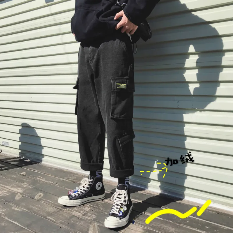 

New Spring And Autumn And Winter Plus Velvet Tooling Jeans Loose Straight Style Tide Brand National Handsome Japanese Bf Wind